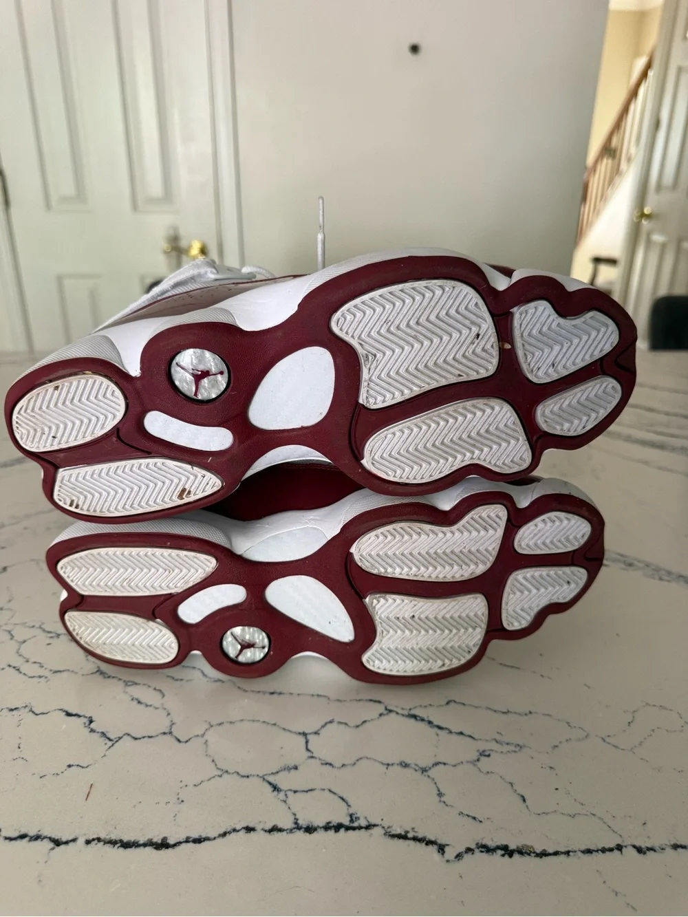 Jordan Men’s White and Maroon High-Top Sneakers